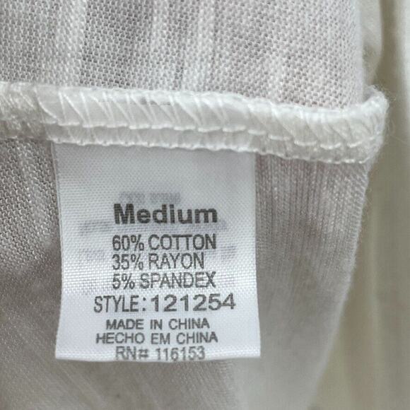 Poof Tank Top Shirt Womens Medium White Lace Up V Neck Sleeveless Lightweight - Picture 11 of 12